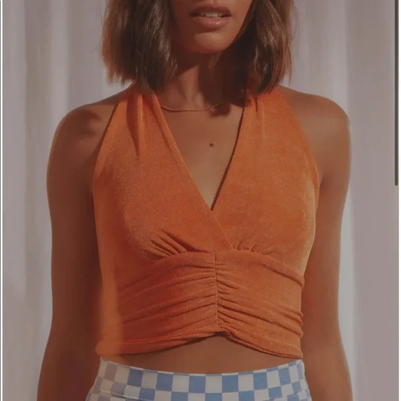 ❌ SOLD ❌ Peppermayo “The Tour” Orange Halter Top - Picture 1 of 3